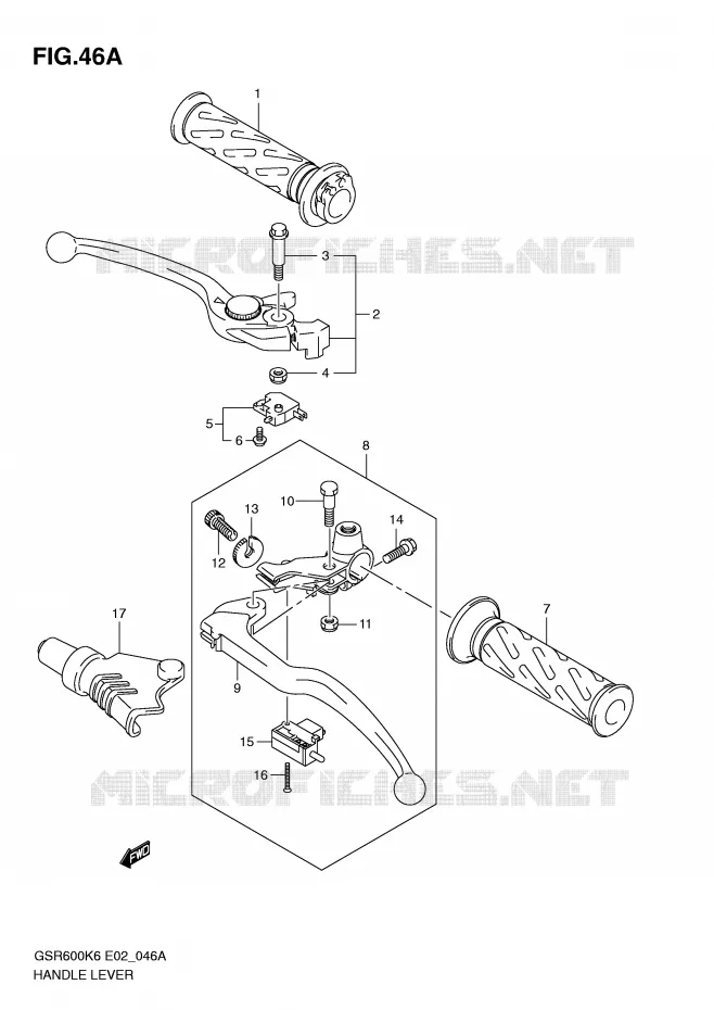 LEVIERS - POIGNEES (MODEL L0) Suzuki MOTO 600 GSR 2010  GSR600UL0(E2)