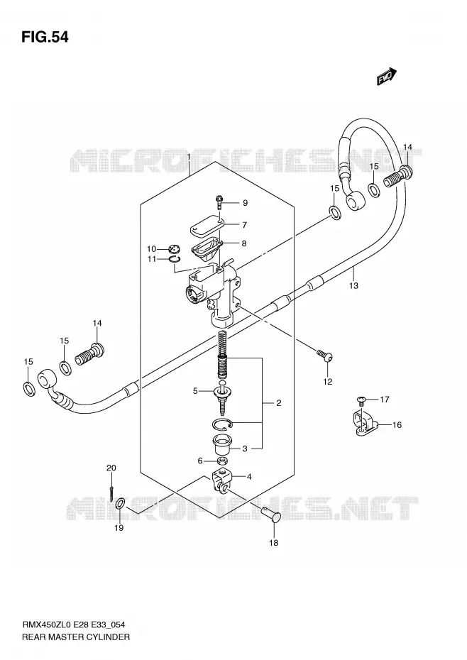 MAITRE CYLINDRE ARRIERE Suzuki MOTO 450 RMX-Z 2010  RMX450ZL0(E28/E33)