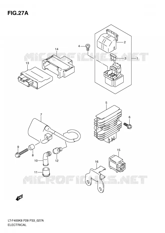 PARTIE ELECTRIQUE (MODEL L0) Suzuki QUAD 400 KINGQUAD 2010  LT-F400L0(P28/P33)