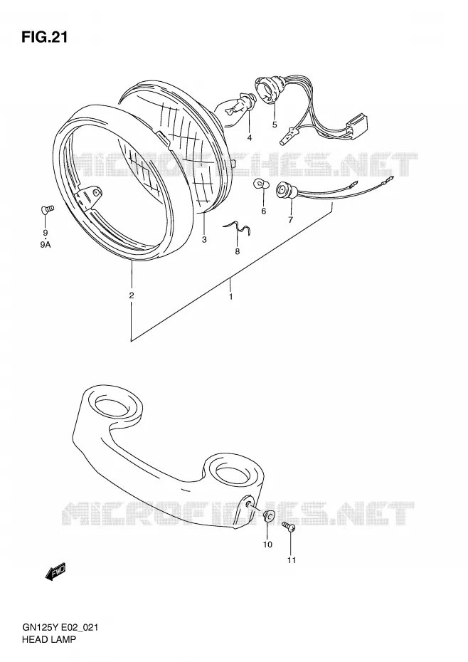 PHARE (MODELE V/W/X/Y/K1 E2,E71,P9) Suzuki MOTO 125 GN 1998  GN125EW(E2)