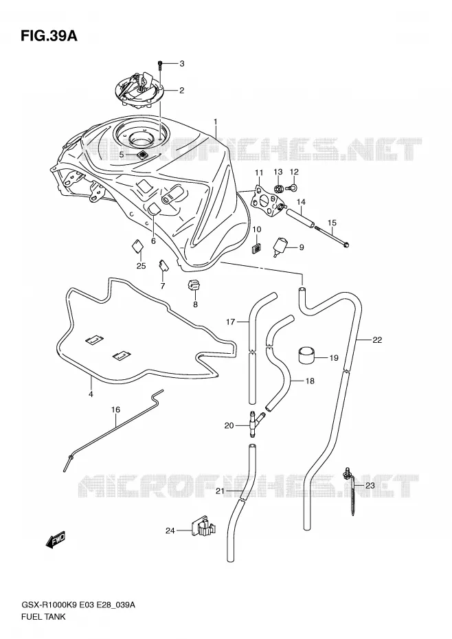 RESERVOIR D'ESSENCE (MODEL L0) Suzuki MOTO 1000 GSX-R 2009  GSX-R1000K9(E3/E28)