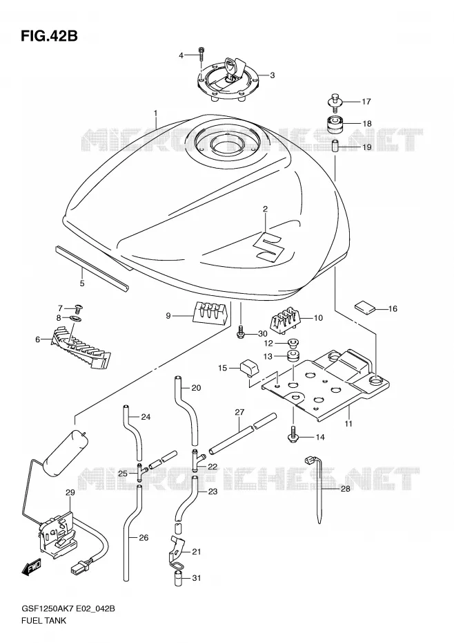 RESERVOIR D'ESSENCE (MODEL L0) Suzuki MOTO 1250 BANDIT-N 2007  GSF1250K7(E2)