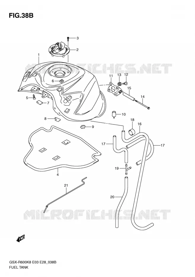 RESERVOIR D'ESSENCE (MODEL L0) Suzuki MOTO 600 GSX-R 2009  GSX-R600K9(E3/E28)