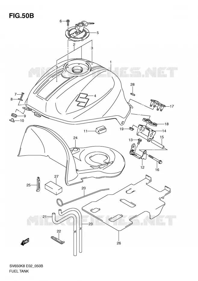 RESERVOIR D'ESSENCE (MODEL L0) Suzuki MOTO 650 SV 2010  SV650SUL0(E2)
