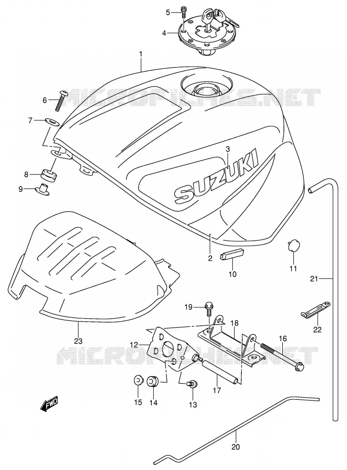 RESERVOIR D'ESSENCE (MODELE K1) Suzuki MOTO 750 GSX-R 2003  GSX-R750U2K3(E2)
