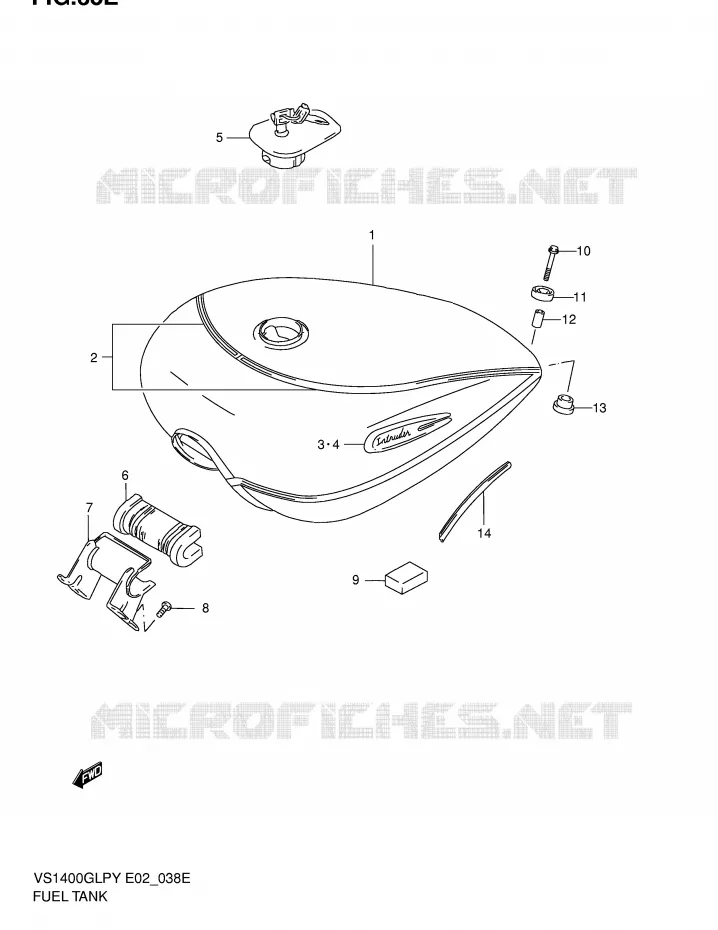 RESERVOIR D'ESSENCE (MODELE K2) Suzuki MOTO 1400 INTRUDER 2003  VS1400GLPK3(E2)