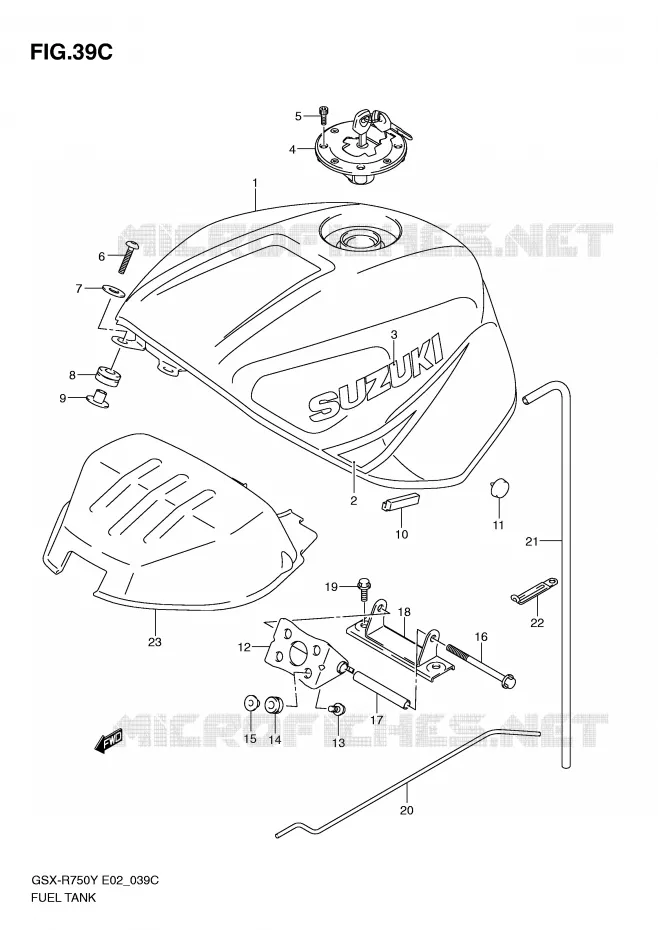 RESERVOIR D'ESSENCE (MODELE K3) Suzuki MOTO 750 GSX-R 2001  GSX-R750U2K1(E2)