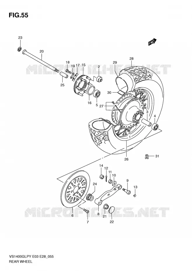 ROUE ARRIERE Suzuki MOTO 1400 INTRUDER 2003  VS1400GLPK3(E3/E28)
