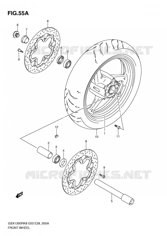 ROUE AVANT (MODEL L0) Suzuki MOTO 1300 HAYABUSA 2008  GSX1300RK8(E3/E28)