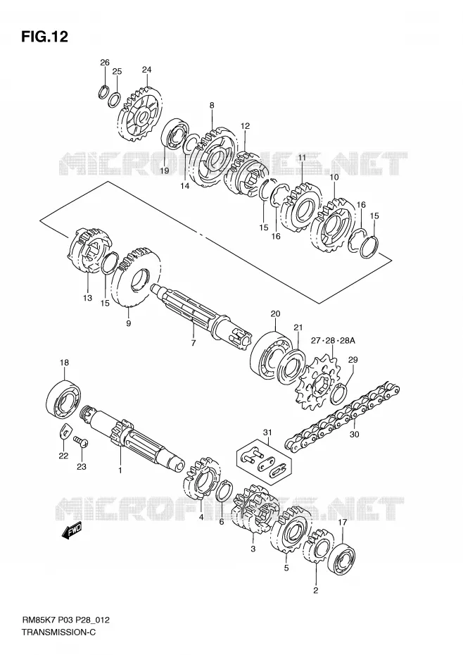 TRANSMISSION Suzuki MOTO 85 RM 2010  RM85L0(P3/P28)