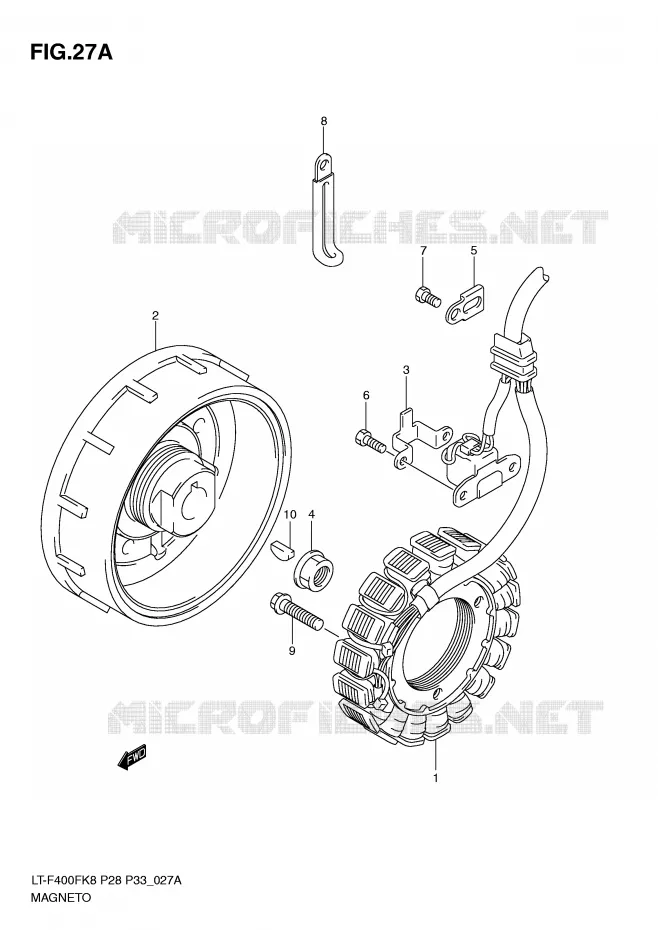 ALLUMAGE ROTOR - STATOR (MODEL L0) Suzuki QUAD 400 KINGQUAD 2010  LT-F400FUL0(P28/P33)