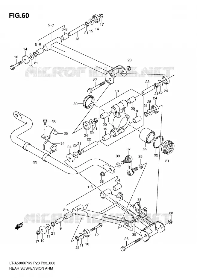 BRAS SUSPENSION ARRIERE Suzuki QUAD 500 VINSON 2009  LT-A500XPK9(P28/P33)