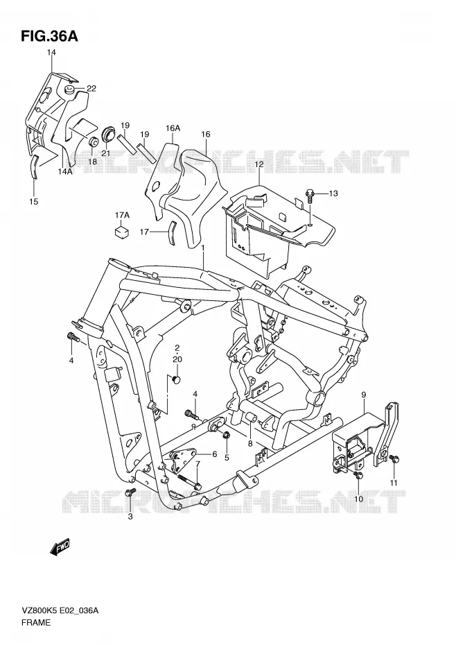 CADRE (MODEL K9) Suzuki MOTO 800 MARAUDER 2006  VZ800K6(E2)