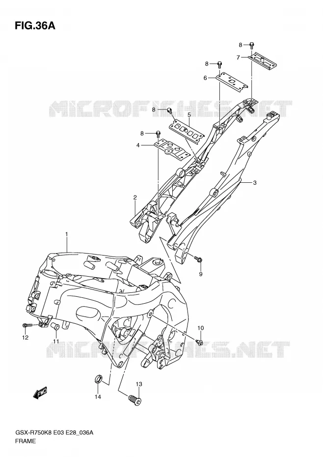 CADRE (MODEL L0) Suzuki MOTO 750 GSX-R 2010  GSX-R750L0(E3/E28)
