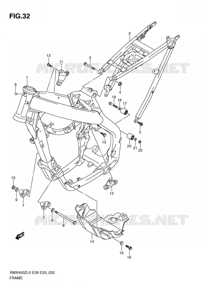 CADRE Suzuki MOTO 450 RMX-Z 2010  RMX450ZL0(E28/E33)