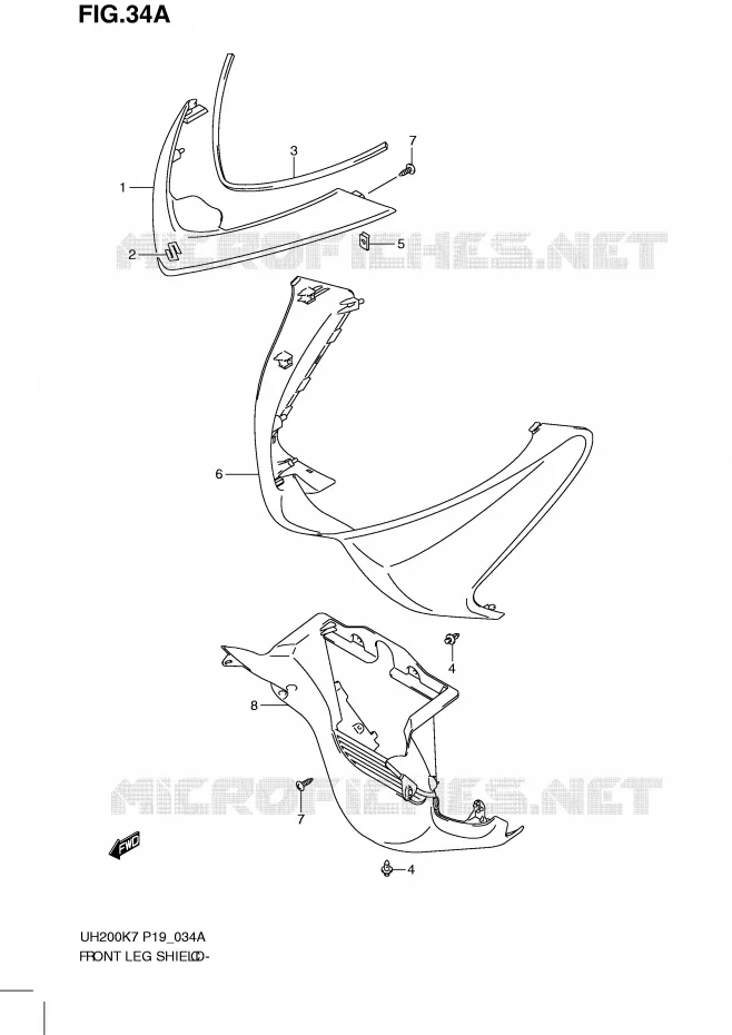 CARENAGE AVANT (MODEL K8) Suzuki SCOOTER 200 BURGMAN 2010  UH200L0(P19)
