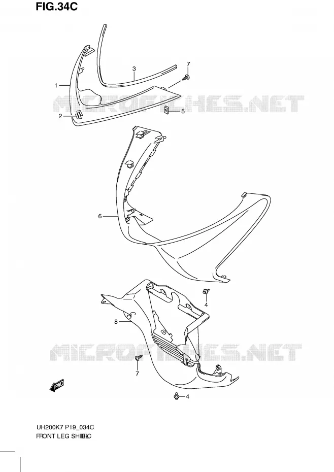 CARENAGE AVANT (MODEL L0) Suzuki SCOOTER 200 BURGMAN 2010  UH200L0(P19)