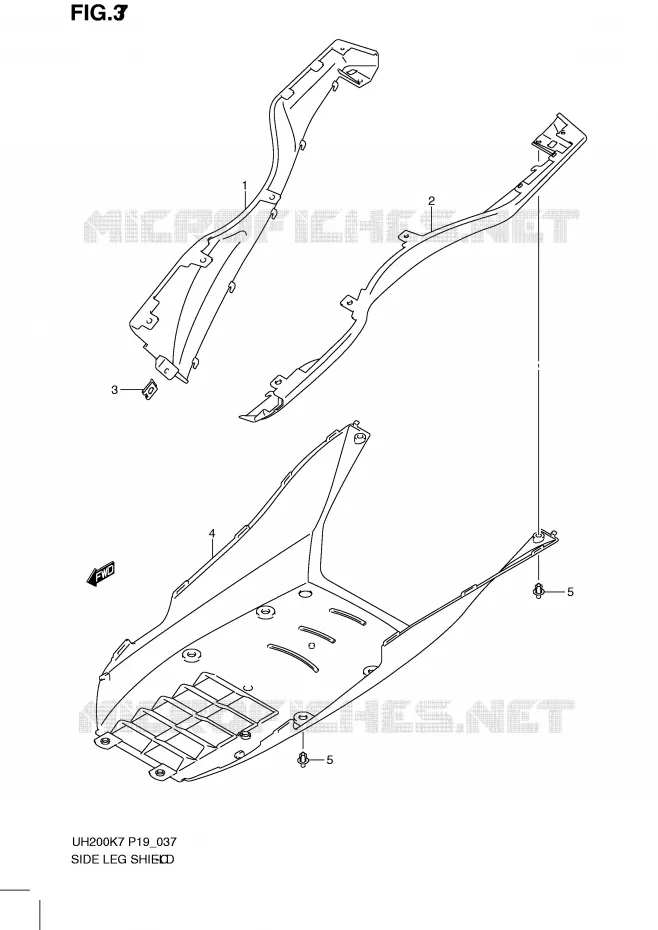 CARENAGES INFERIEURS (MODEL K7) Suzuki SCOOTER 200 BURGMAN 2007  UH200K7(P19)