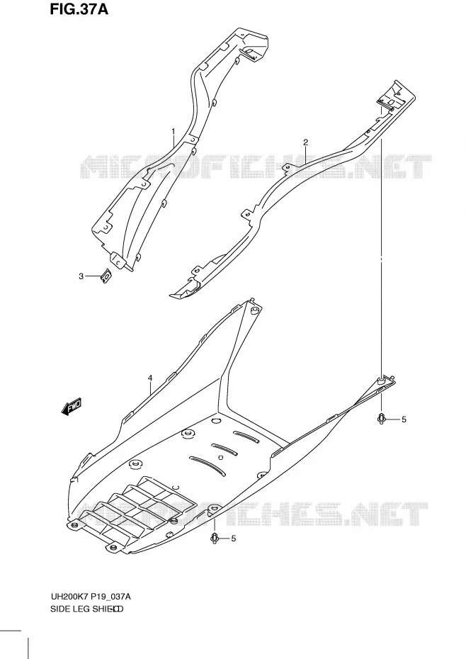 CARENAGES INFERIEURS (MODEL K8) Suzuki SCOOTER 200 BURGMAN 2009  UH200K9(P19)