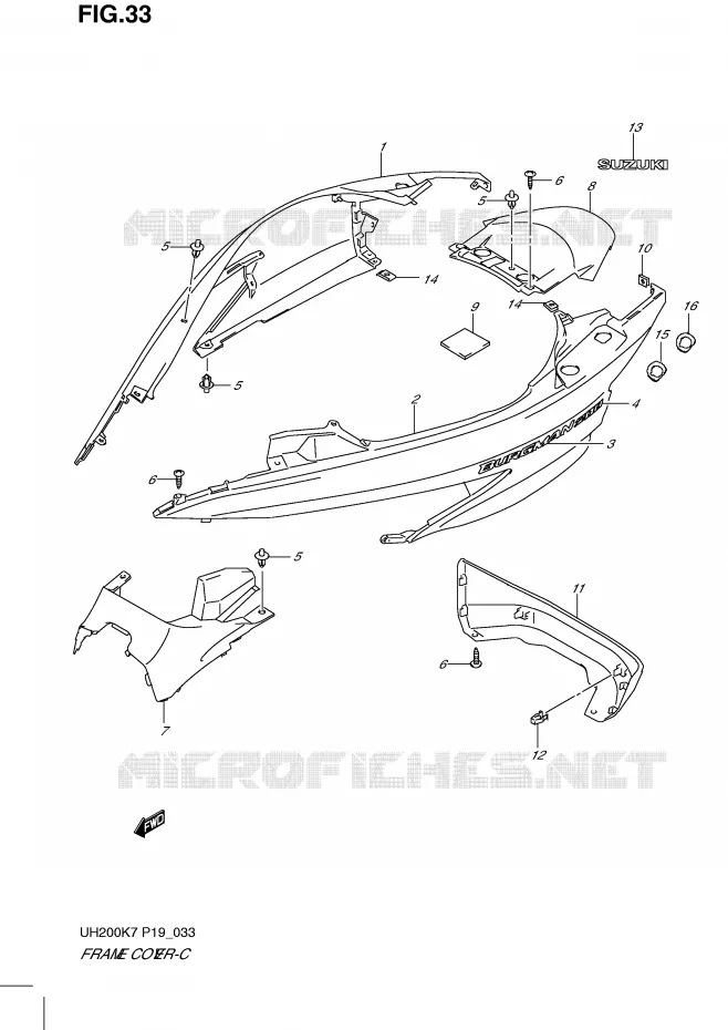CARENAGES (MODEL K7) Suzuki SCOOTER 200 BURGMAN 2010  UH200L0(P19)