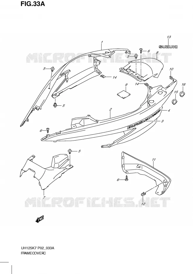 CARENAGES (MODEL K8) Suzuki SCOOTER 125 BURGMAN 2012  UH125GL0(P2)