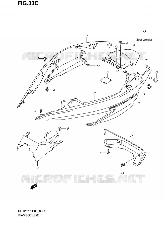 CARENAGES (MODEL L0) Suzuki SCOOTER 125 BURGMAN 2008  UH125K8(P2)