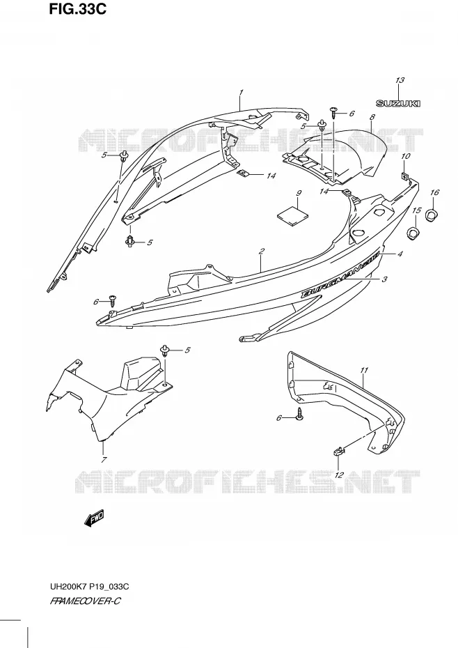 CARENAGES (MODEL L0) Suzuki SCOOTER 200 BURGMAN 2010  UH200GL0(P19)
