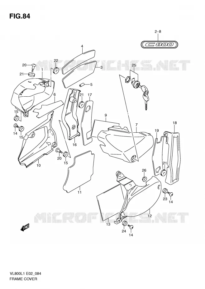 CARENAGES (VL800CL1 E2) Suzuki MOTO 800 VOLUSIA 2011  VL800CUEL1(E2)