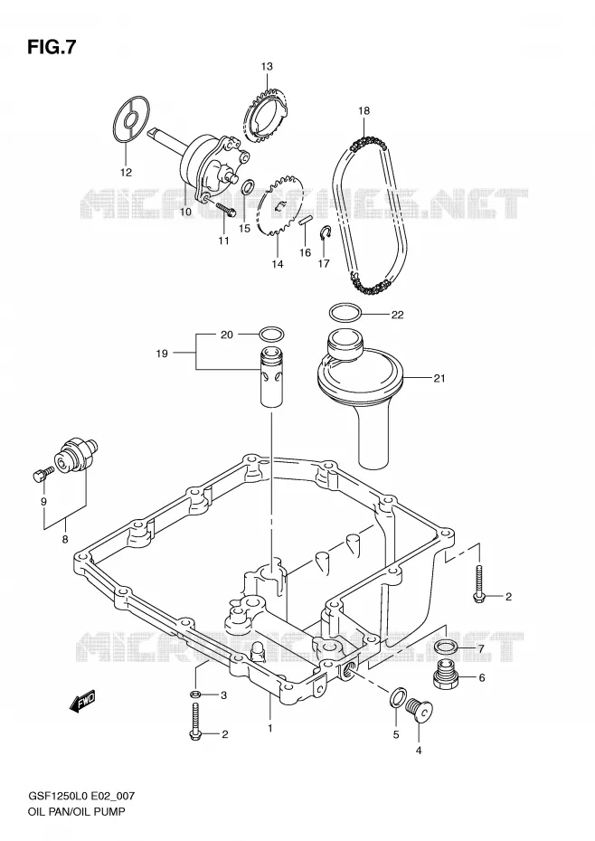 CARTER INFERIEUR - POMPE A HUILE Suzuki MOTO 1250 BANDIT-N 2010  GSF1250L0(E2)