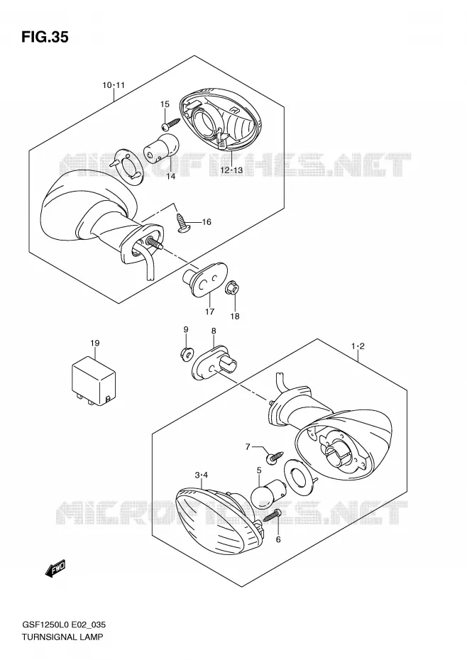 CLIGNOTANTS (E2/E19) Suzuki MOTO 1250 BANDIT 2010  GSF1250AL0(E2)