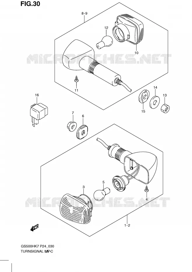 CLIGNOTANTS (GS500FH) Suzuki MOTO 500 GS-E 2007  GS500HK7(P24)
