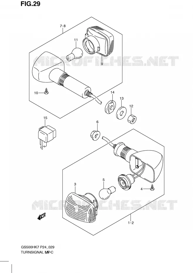 CLIGNOTANTS (GS500H) Suzuki MOTO 500 GS-E 2008  GS500HK8(P24)
