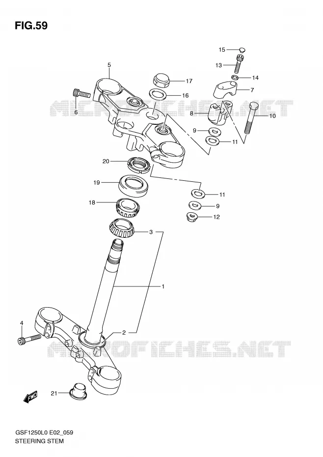 COLONNE DE DIRECTION Suzuki MOTO 1250 BANDIT 2010  GSF1250AL0(E2)