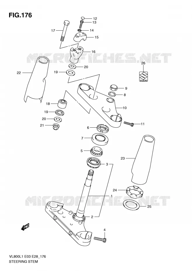 COLONNE DE DIRECTION (VL800L1 E33) Suzuki MOTO 800 VOLUSIA 2011  VL800TL1(E3/E28)