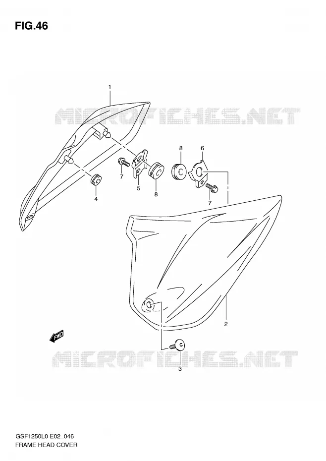 COUVERCLES DE CADRE AVANT Suzuki MOTO 1250 BANDIT 2010  GSF1250AL0(E2)