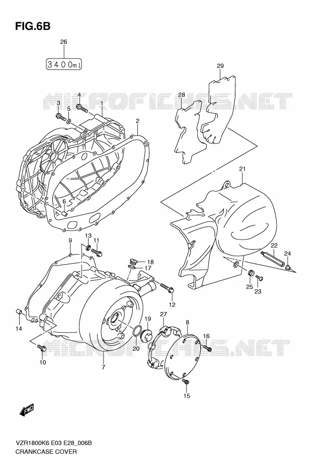 COUVERCLES DE CARTERS (MODEL L0) Suzuki MOTO 1800 INTRUDER 2009  VZR1800K9(E3/E28)