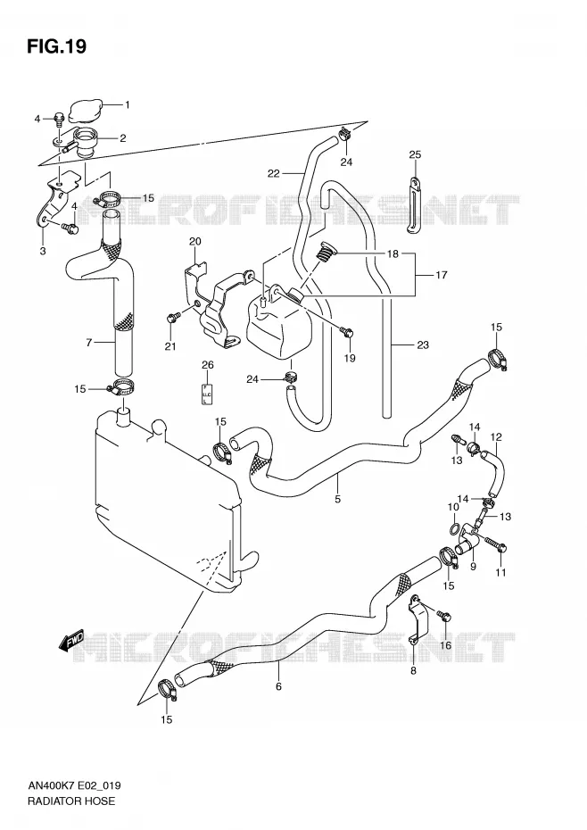 DURITE DE RADIATEUR Suzuki SCOOTER 400 BURGMAN 2009  AN400AK9(E2)