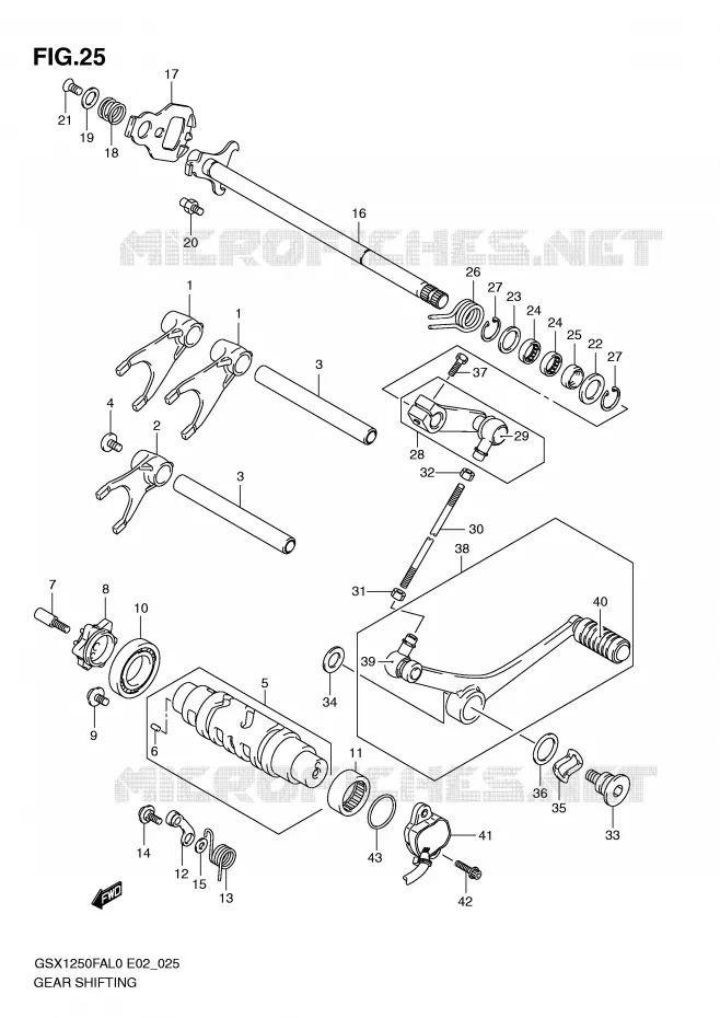 ENSEMBLE DE SELECTION DE VITESSES Suzuki MOTO 1250 GSX-F 2010  GSX1250FAL0(E2)