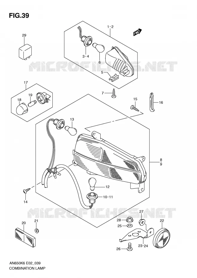 ENSEMBLE FEU ARRIERE - CLIGNOTANTS Suzuki SCOOTER 650 BURGMAN 2006  AN650AK6(E2)