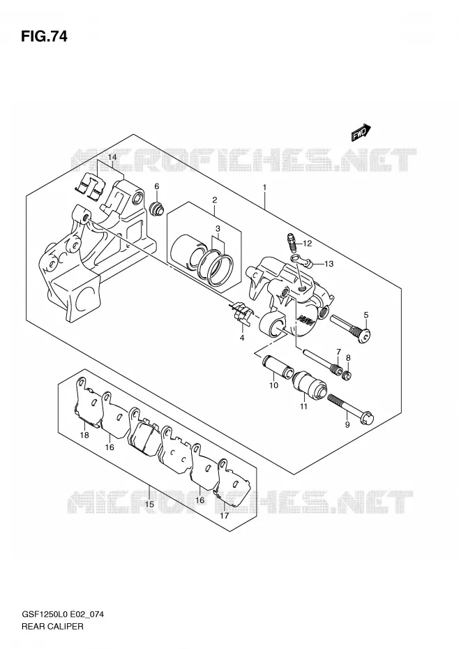 ETRIER DE FREIN ARRIERE (GSF1250AL0) Suzuki MOTO 1250 BANDIT-N 2010  GSF1250L0(E2)