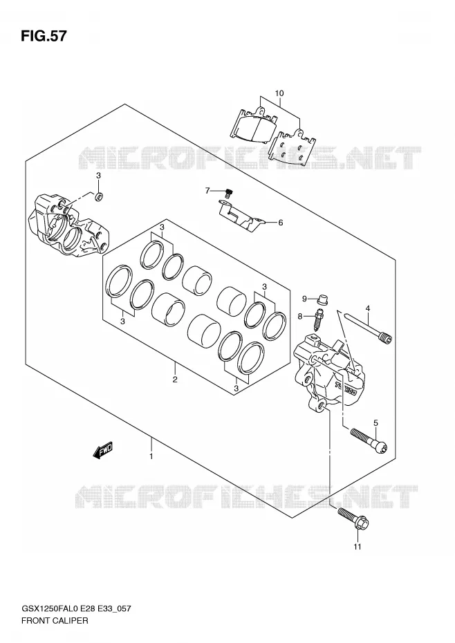 ETRIER DE FREIN AVANT Suzuki MOTO 1250 GSX-F 2010  GSX1250FAL0(E28/E33)