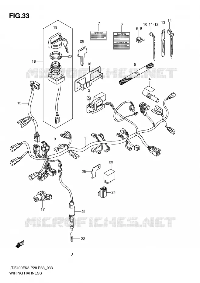 FAISCEAU ELECTRIQUE (MODEL K8/K9) Suzuki QUAD 400 KINGQUAD 2008  LT-F400FK8(P28/P33)