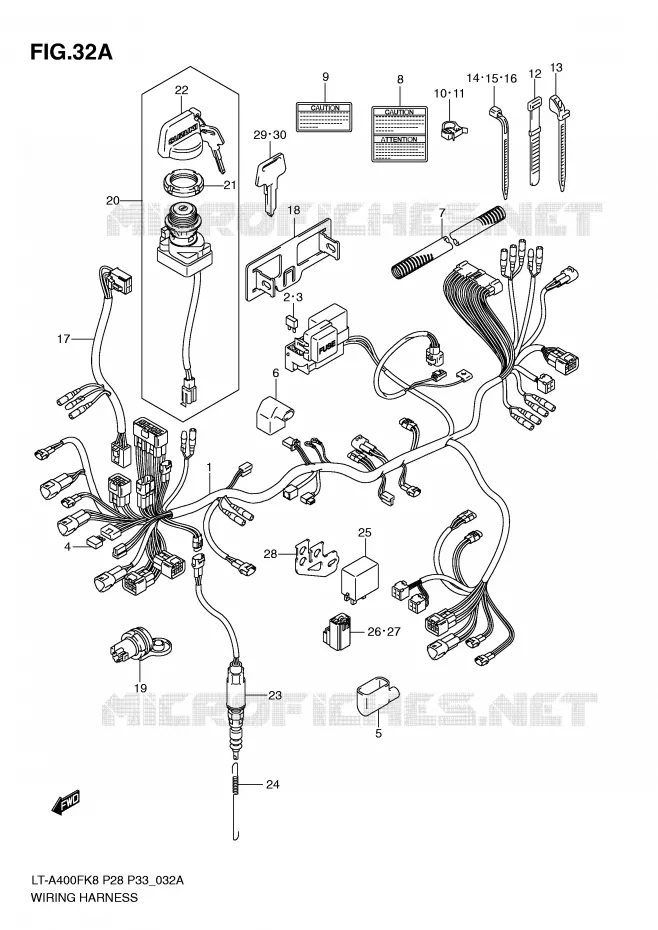 FAISCEAU ELECTRIQUE (MODEL L0) Suzuki QUAD 400 KINGQUAD 2010  LT-A400FUL0(P28/P33)