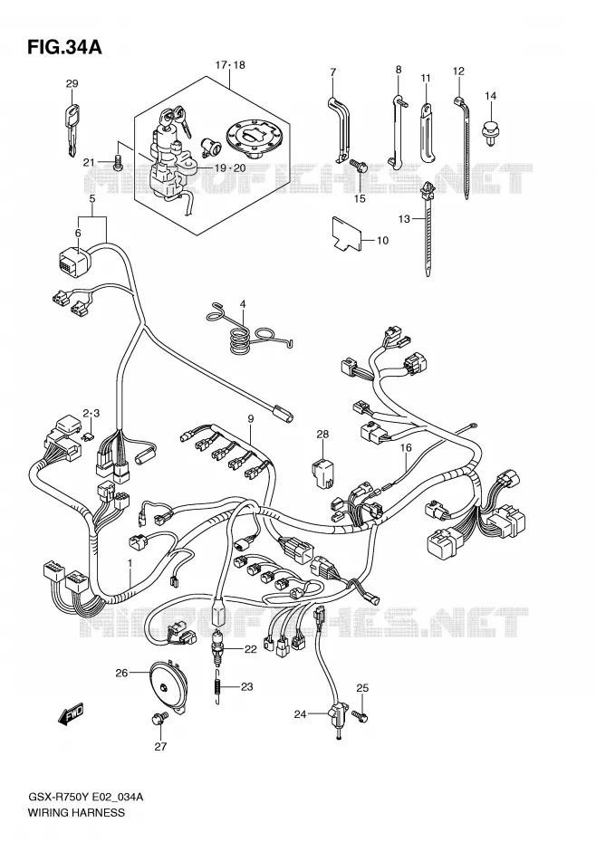 FAISCEAU ELECTRIQUE (MODELE K2) Suzuki MOTO 750 GSX-R 2002  GSX-R750U1K2(E2)