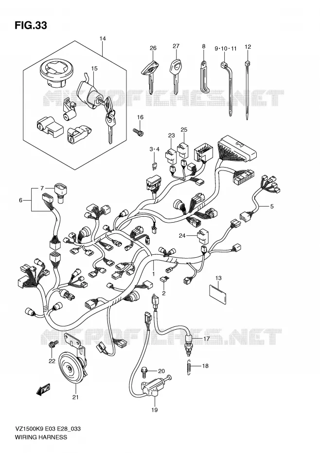 FAISCEAU ELECTRIQUE Suzuki MOTO 1500 BOULEVARD 2010  VZ1500L0(E3/E28)