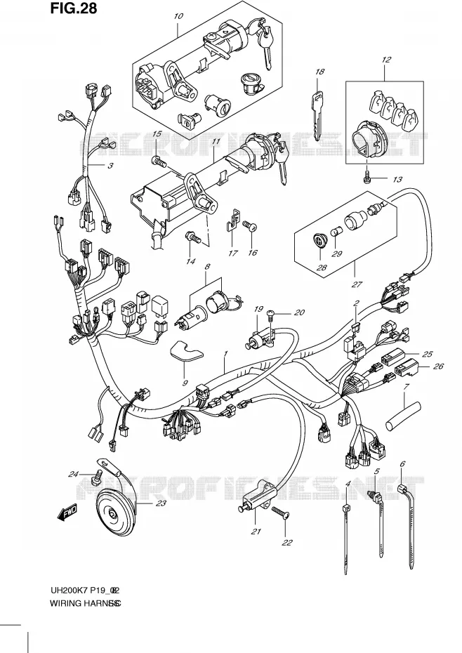 FAISCEAU ELECTRIQUE Suzuki SCOOTER 200 BURGMAN 2009  UH200GK9(P19)