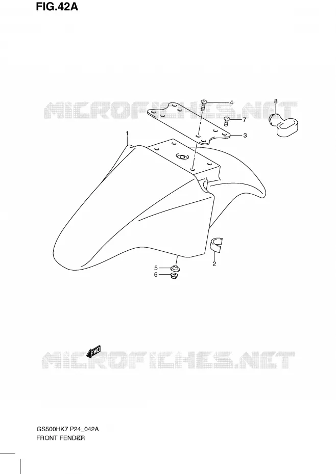 GARDE BOUE AVANT (MODEL LO) Suzuki MOTO 500 GS-F 2007  GS500FHK7(P24)