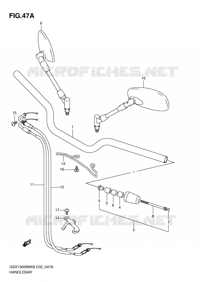 GUIDON (MODEL L0) Suzuki MOTO 1300 B-KING 2009  GSX1300BKU2K8(E2)