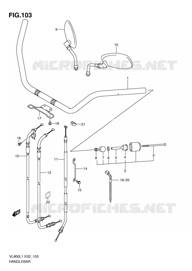 GUIDON (VL800CL1 E2) Suzuki MOTO 800 VOLUSIA 2011  VL800L1(E2)