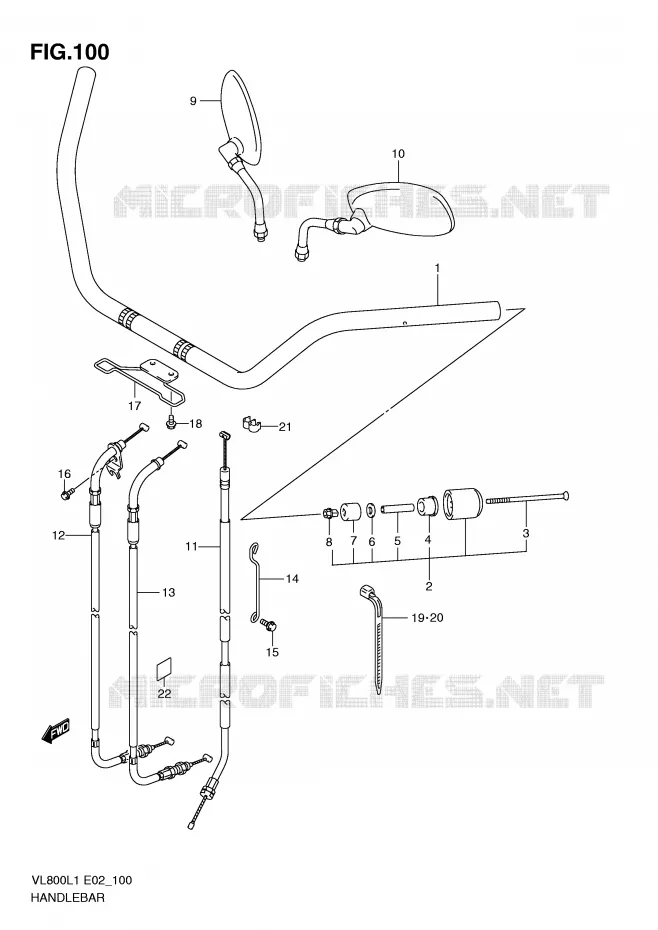 GUIDON (VL800L1 E2) Suzuki MOTO 800 VOLUSIA 2011  VL800UEL1(E2)